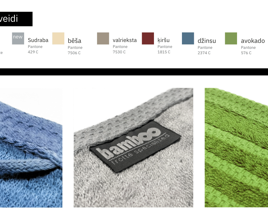 Bamboo vannas dvielis krāsu veidi